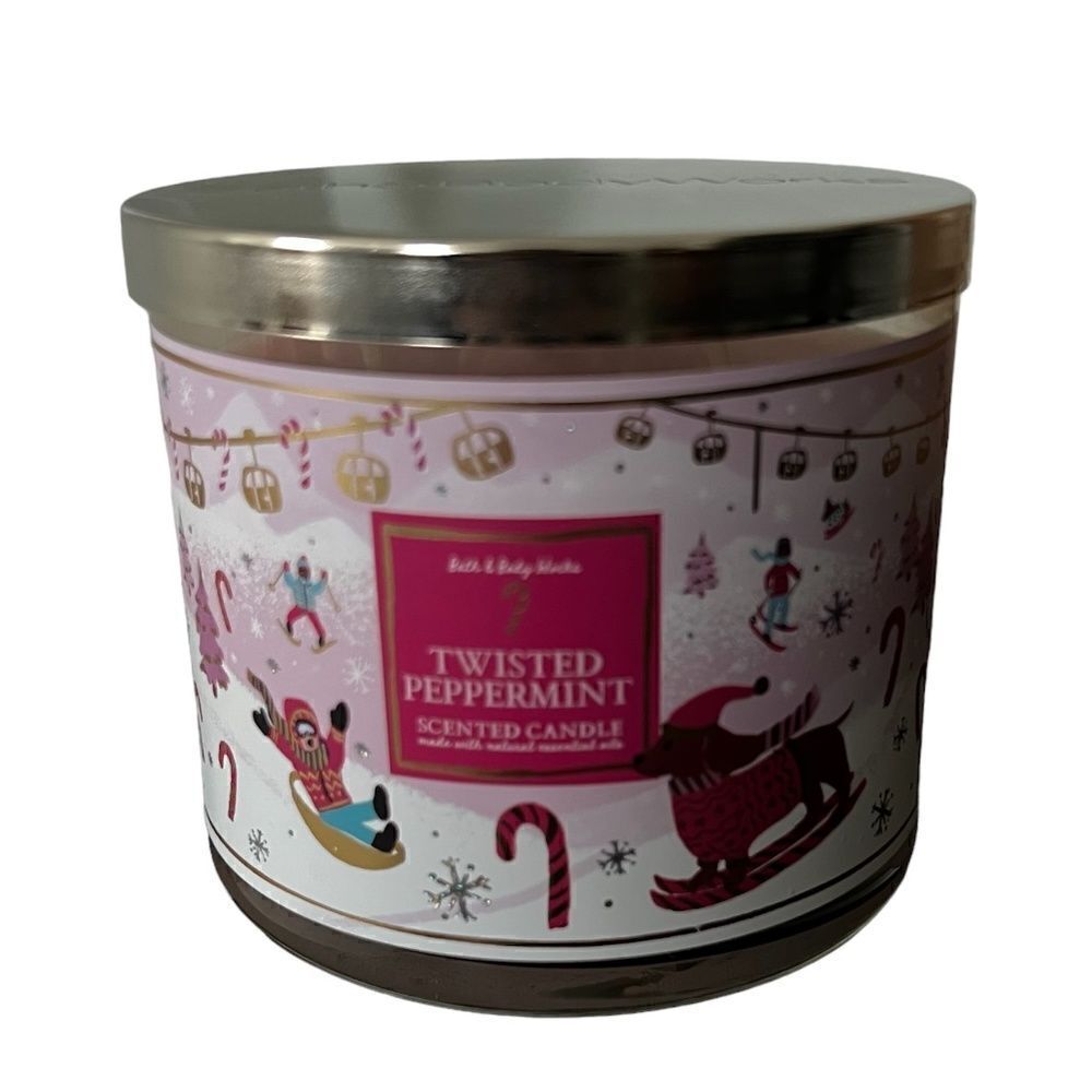 🆕 Bath & Body Works Twisted Peppermint 3 Wick Candle